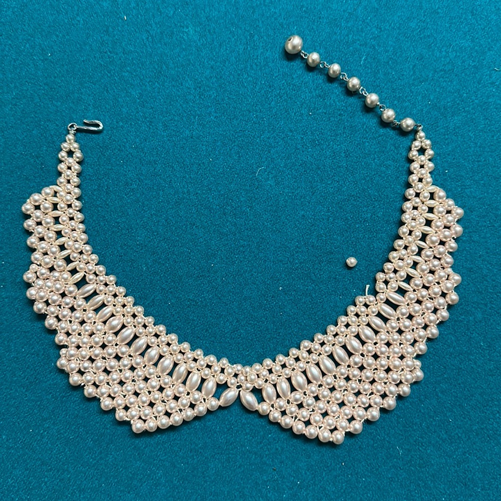 Vintage Faux Pearl Collar Chocker Pink
